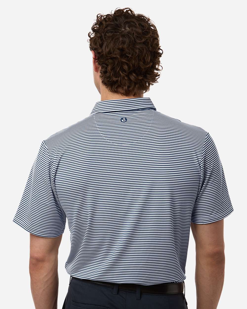 Navy White Men's Smith Striped Polo - SW1110
