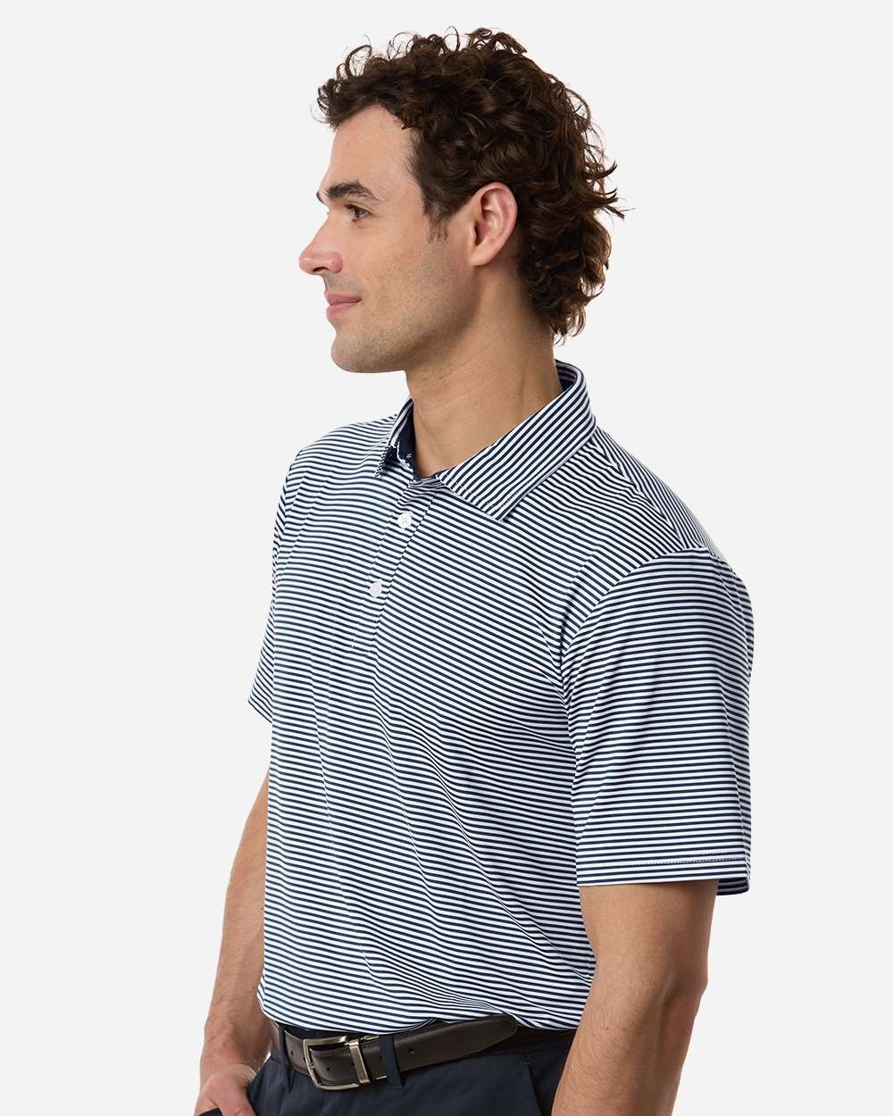 Navy White Men's Smith Striped Polo - SW1110