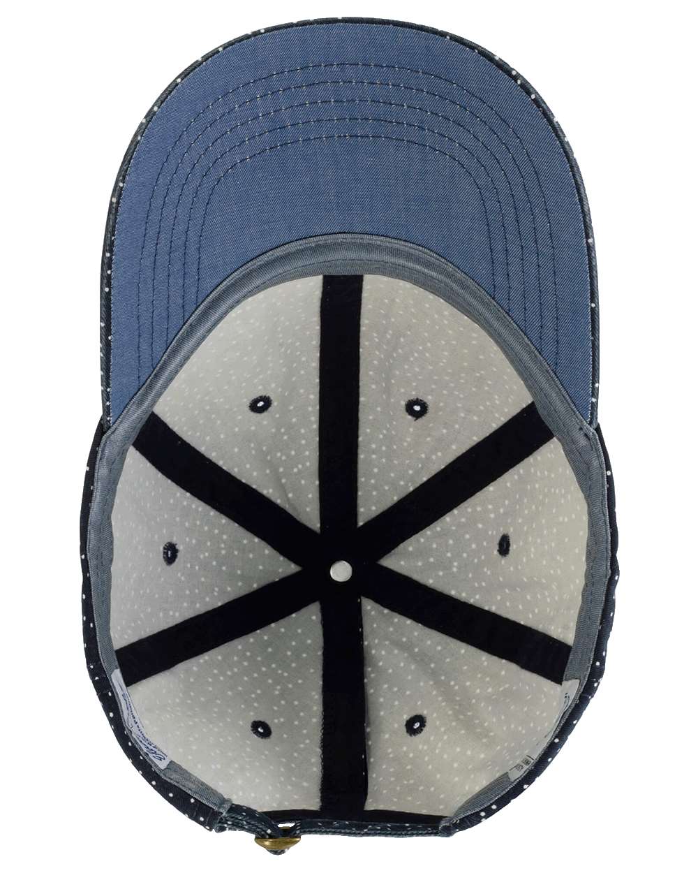 Navy/ White Polka Dots Women's Garment-Washed Fashion Print Cap - HATTIE