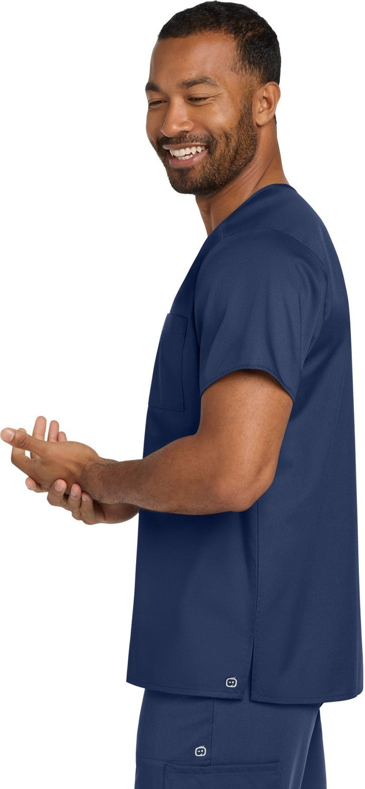 Navy Wink Unisex WorkFlex Chest Pocket V-Neck Top WW3160