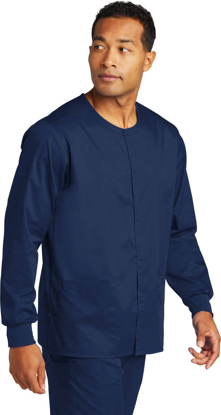 Navy Wink Unisex WorkFlex Snap-Front Scrub Jacket WW3080