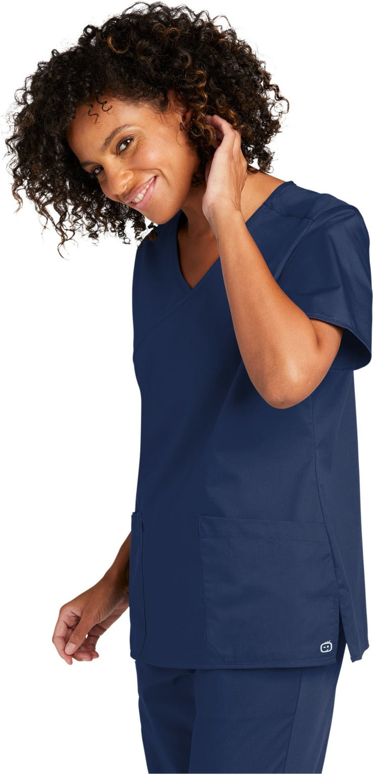 Navy Wink Women's WorkFlex Mock Wrap Top WW4760