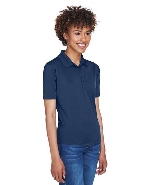 Front View of Navy Women's Cool & Dry 8-Star Elite Performance Interlock Polo - 8610L
