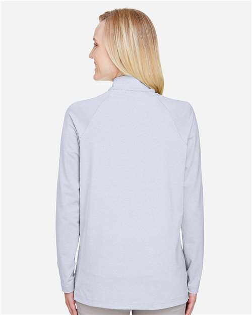 Navy Women&#39;s CrownLux Performance® Clubhouse Micro-Stripe Quarter-Zip Pullover - DG480W