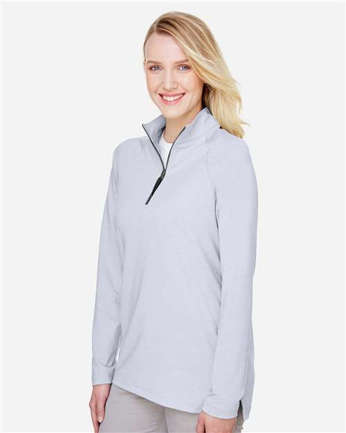 Navy Women&#39;s CrownLux Performance® Clubhouse Micro-Stripe Quarter-Zip Pullover - DG480W