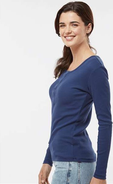 Navy Women&#39;s Harper Long Sleeve Henley - BW2402