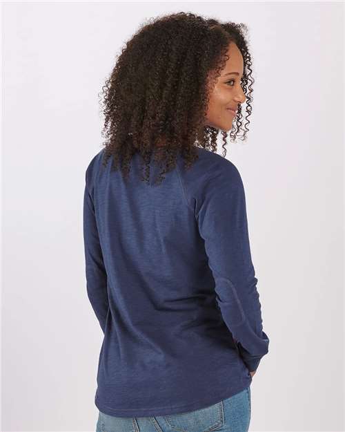 Navy Women&#39;s Solid Preppy Patch Long Sleeve T-Shirt - BW3166