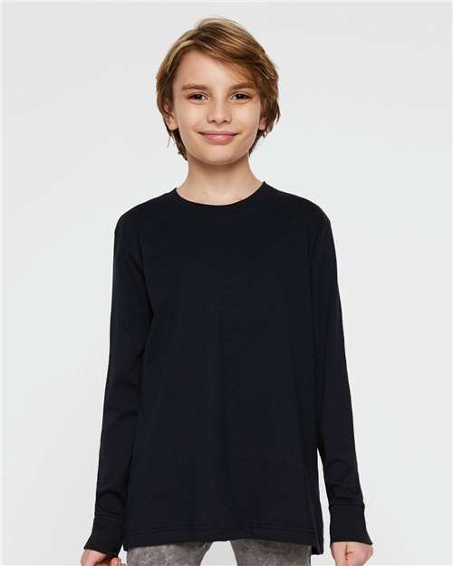 Navy Youth Fine Jersey Long Sleeve Tee - 6201