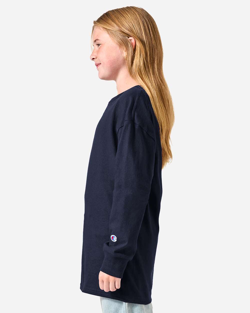 Navy Youth Long Sleeve T-Shirt - CH1751 plain