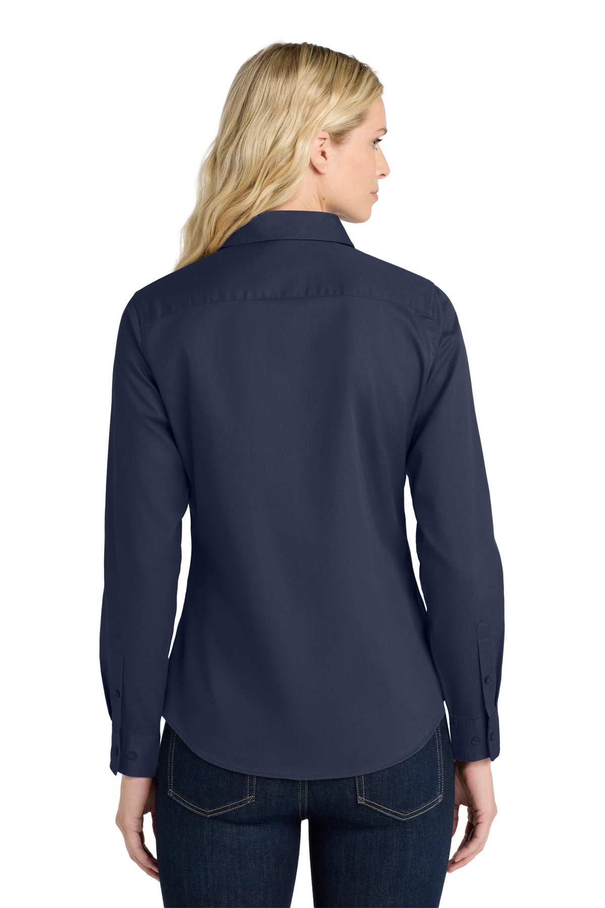 Navy/Lt Stone Port Authority Women's Long Sleeve Easy Care Shirt. L608