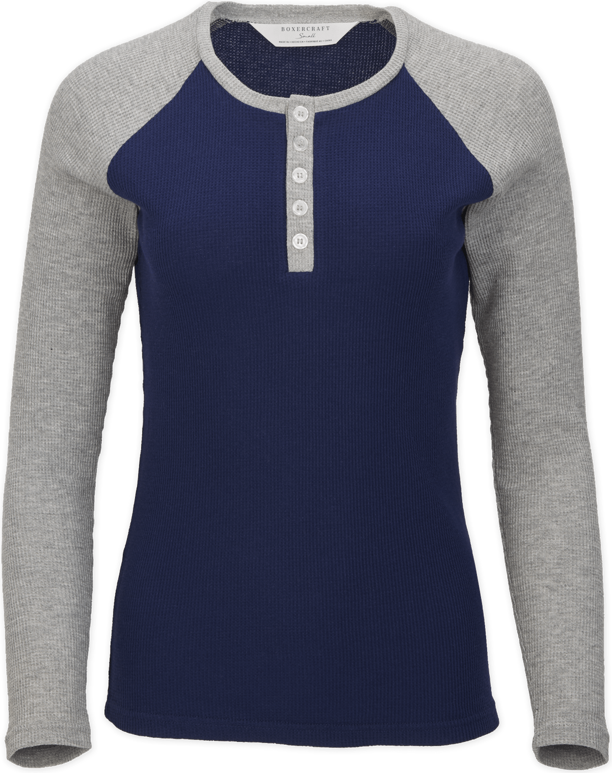 NAVY/OXFORD BOXERCRAFT  WAFFLE KNIT HENLEY  grouped