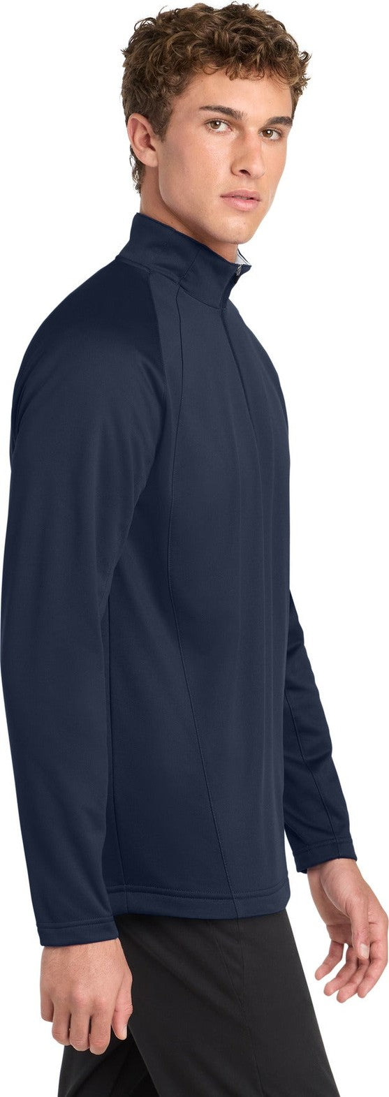 Navy/Silver Sport-Tek Sport-Wick Fleece 1/4-Zip Pullover. F243