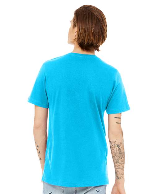 Neon Blue Heather CVC V-Neck Tee - 3005CVC