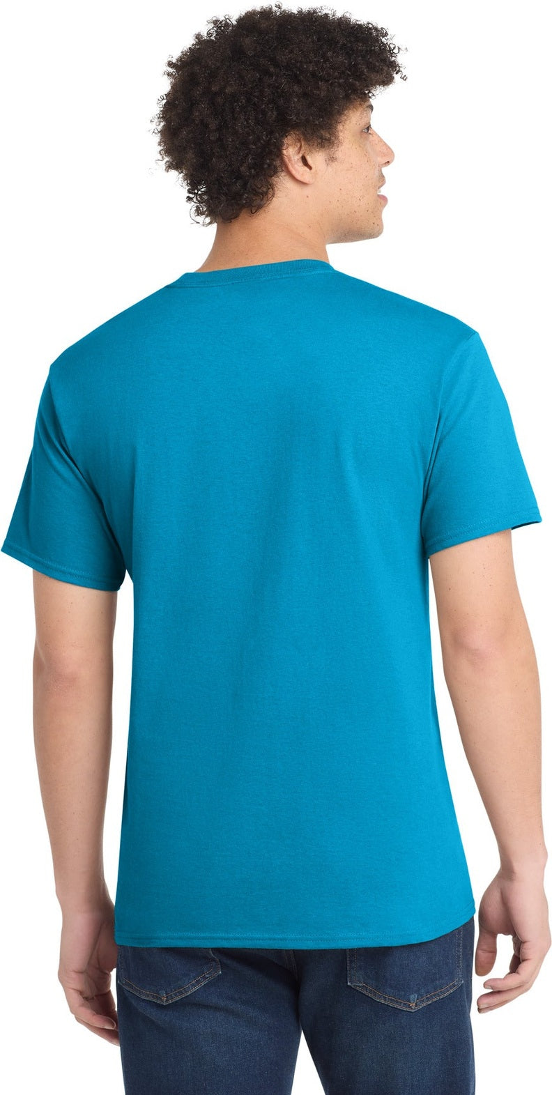 Neon Blue Port & Co Core Cotton Tee. PC54