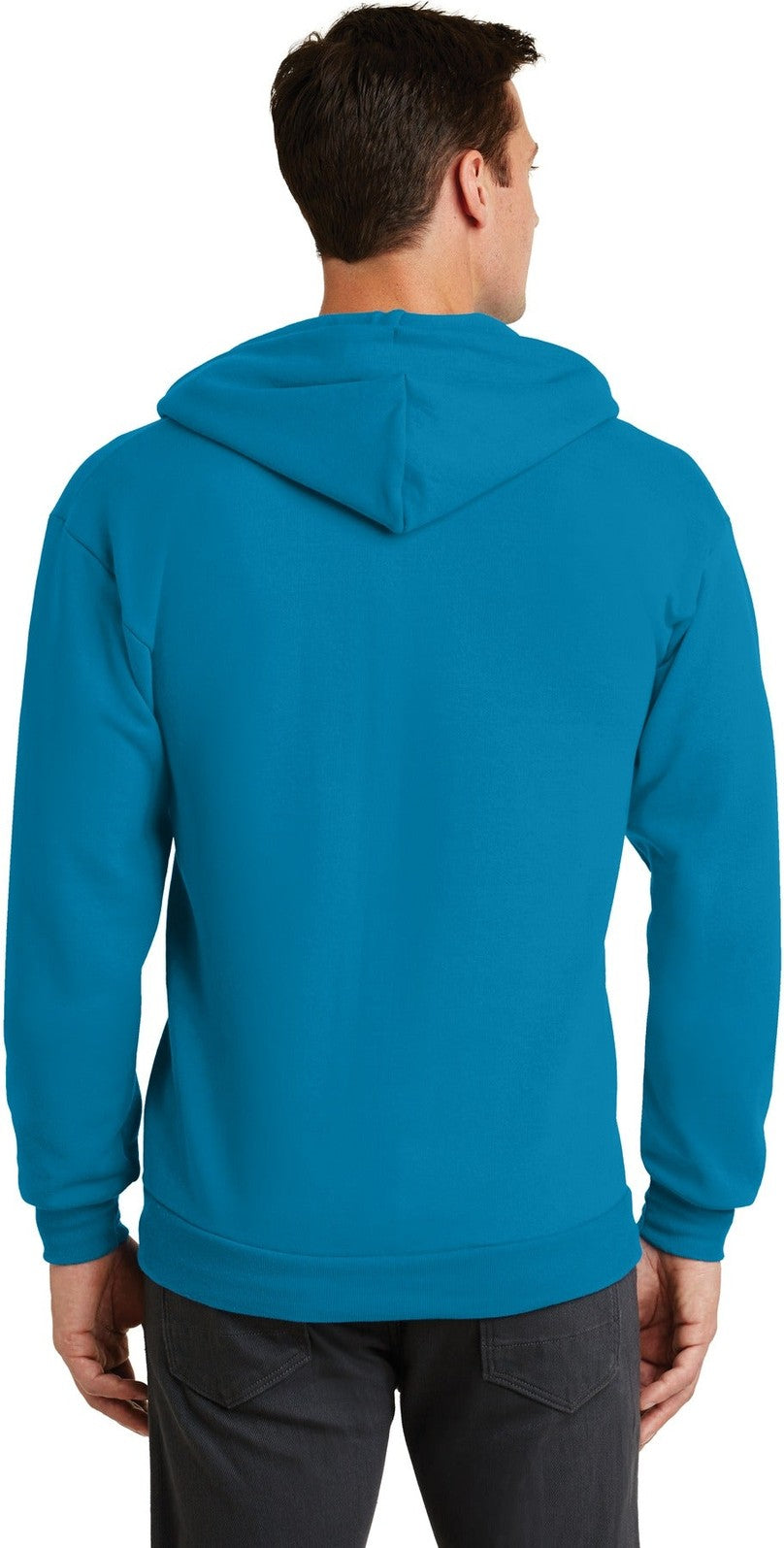 Neon Blue Port & Co Core Fleece Full-Zip Hooded Sweatshirt. PC78ZH