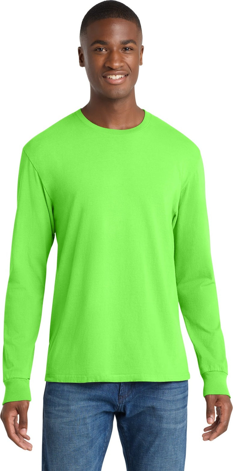 Neon Green Port & Co Beach Wash Garment-Dyed Long Sleeve Tee PC099LS