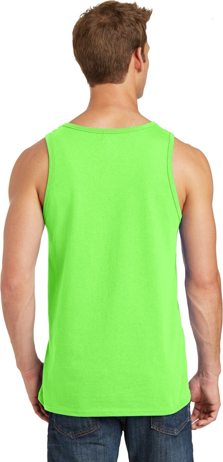 Neon Green Port & Co Core Cotton Tank Top. PC54TT
