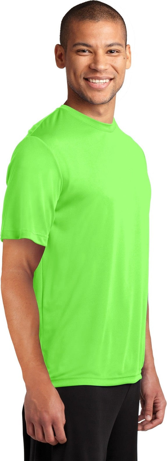 Neon Green Port & Co Performance Tee. PC380