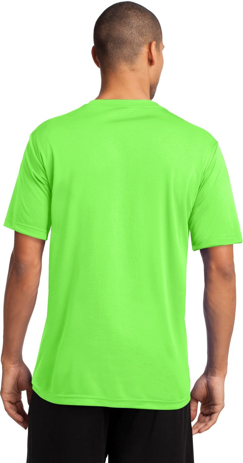 Neon Green Port & Co Performance Tee. PC380