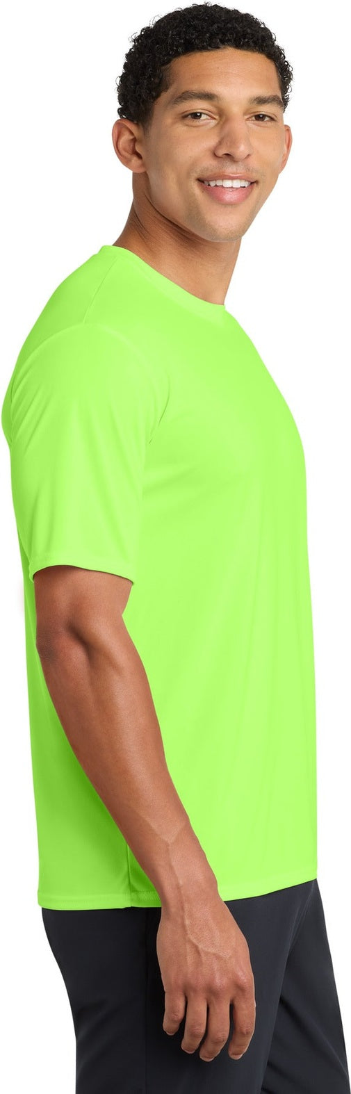 Neon Green Port & Co Performance Tee. PC380