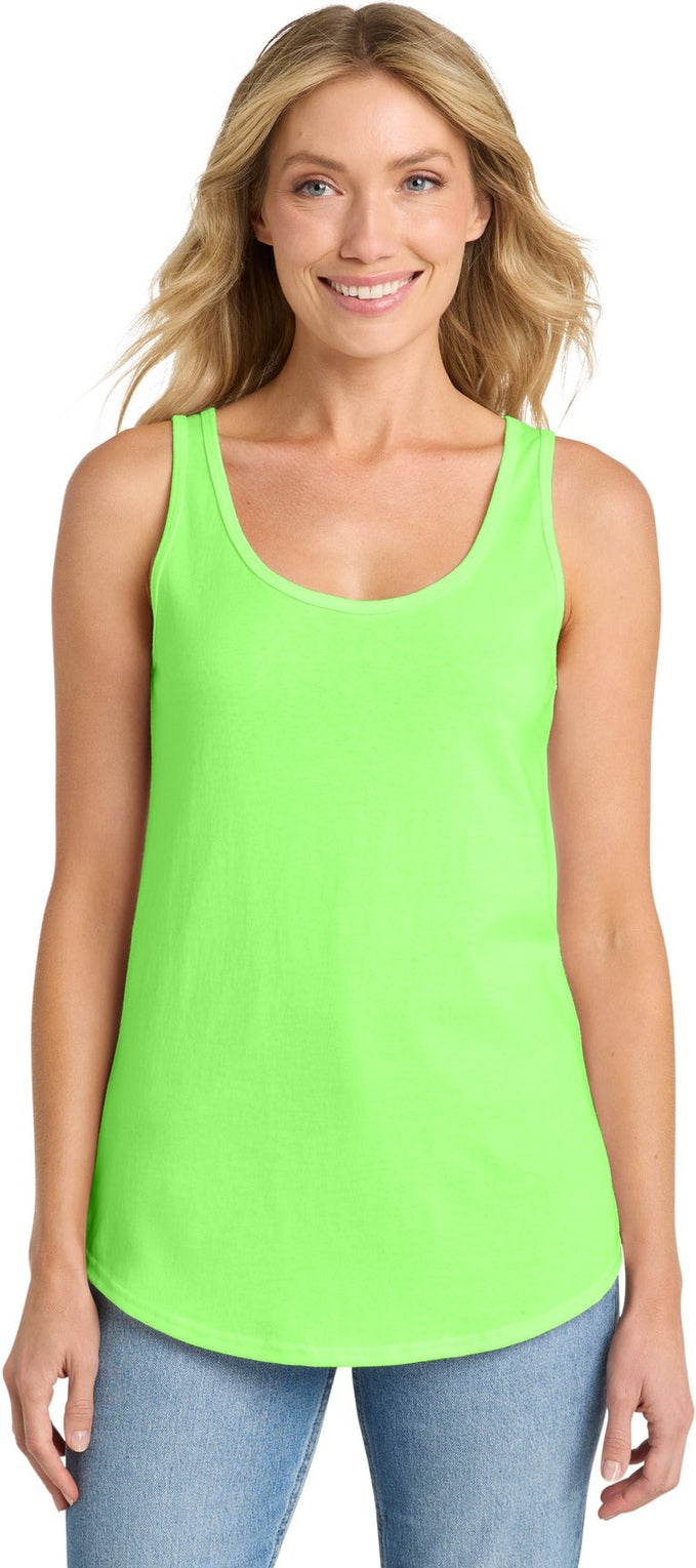 Neon Green Port & Co Women's Core Cotton Tank Top. LPC54TT