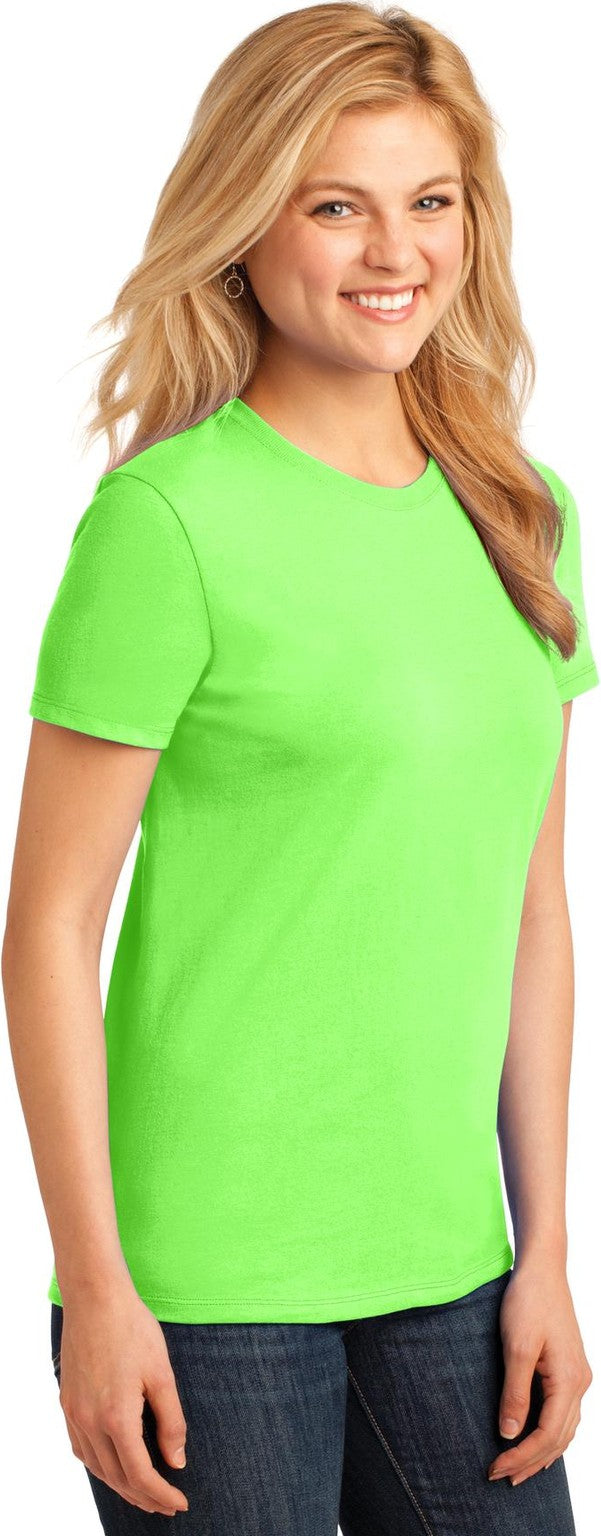 Neon Green Port & Co Women's Core Cotton Tee. LPC54
