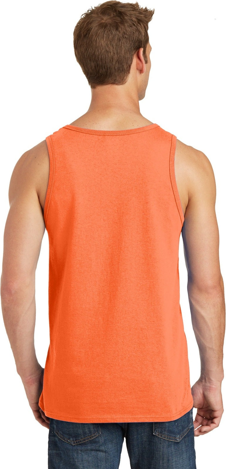 Neon Orange Port & Co Core Cotton Tank Top. PC54TT