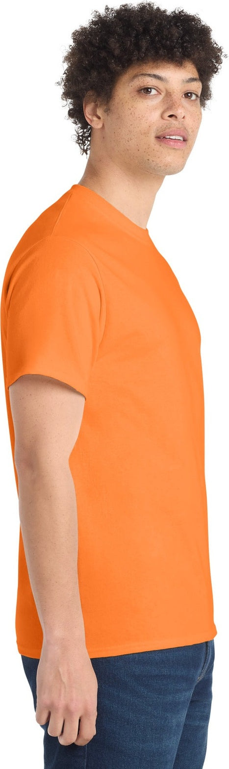 Neon Orange Port & Co Core Cotton Tee. PC54