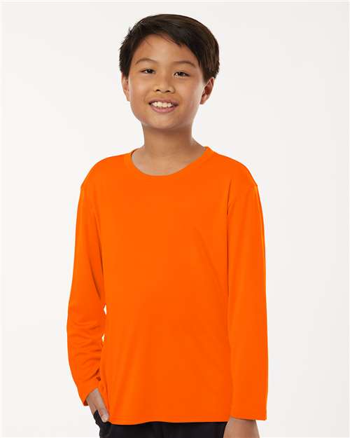Neon Orange Pro-Lock Youth Performance Long Sleeve T-Shirt - 48400Y