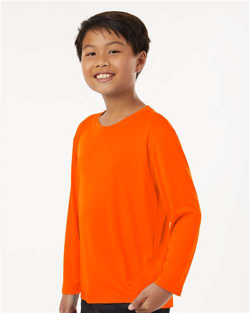 Neon Orange Pro-Lock Youth Performance Long Sleeve T-Shirt - 48400Y
