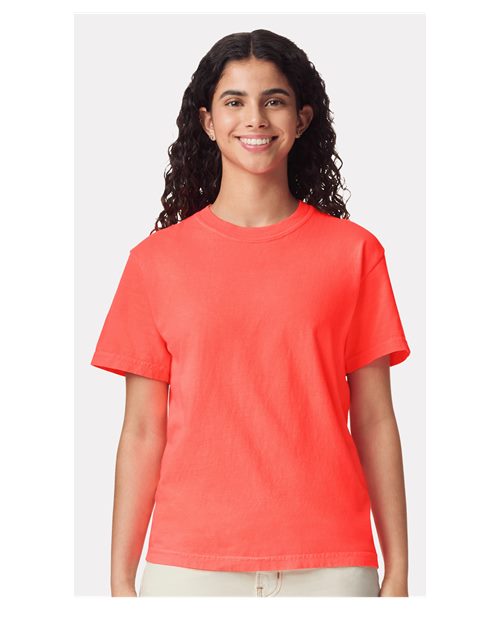 Neon Red Orange Garment-Dyed Heavyweight T-Shirt - 1717
