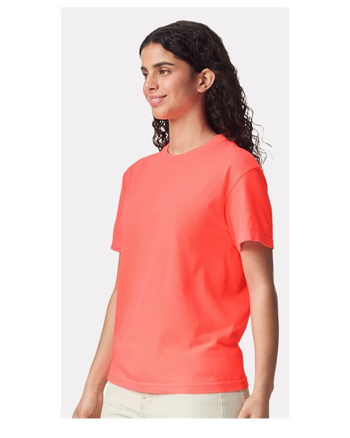 Neon Red Orange Garment-Dyed Heavyweight T-Shirt - 1717