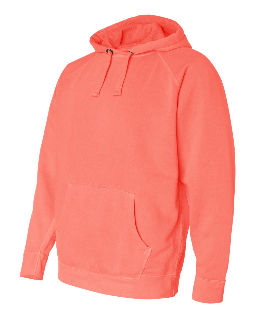 Neon Red Orange Garment Dyed Hooded Sweatshirt - 1565