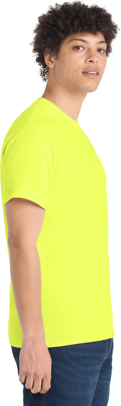 Neon Yellow Port & Co Core Cotton Tee. PC54