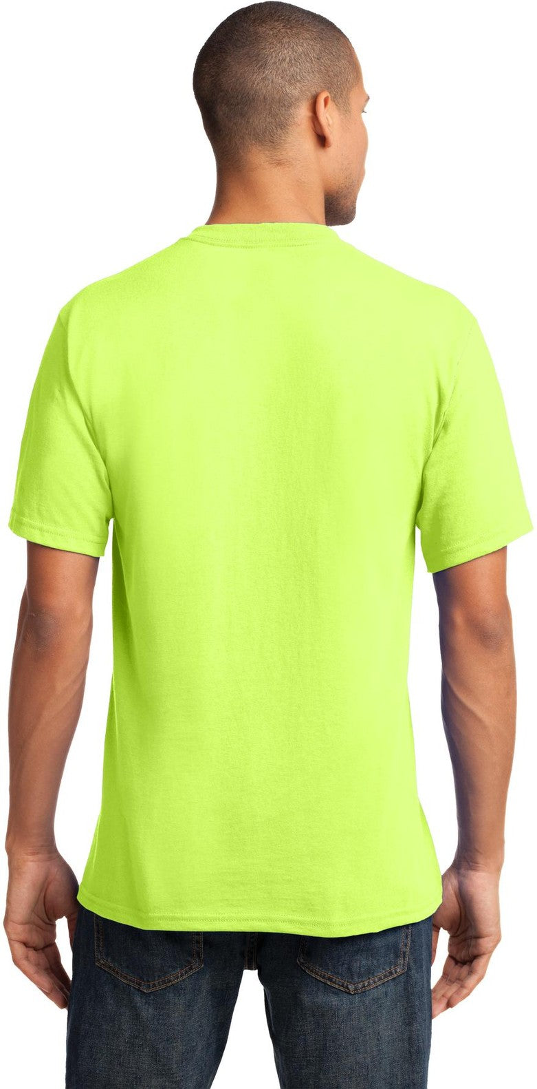 Neon Yellow Port & Co Core Cotton V-Neck Tee. PC54V