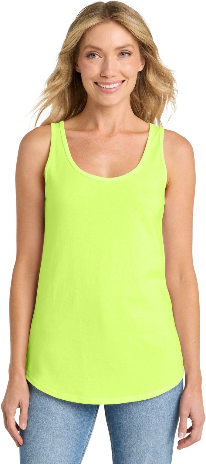 Neon Yellow Port & Co Women's Core Cotton Tank Top. LPC54TT