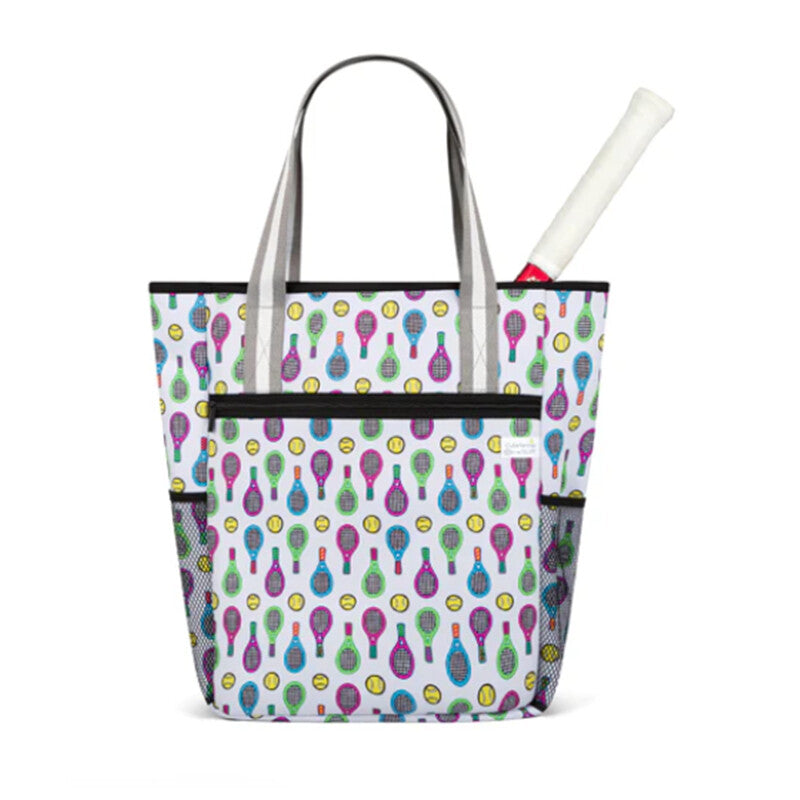 Neoprene Tennis Tote - Whimsey Racquet - Wht / Os