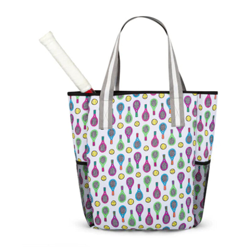 Neoprene Tennis Tote - Whimsey Racquet - Wht / Os