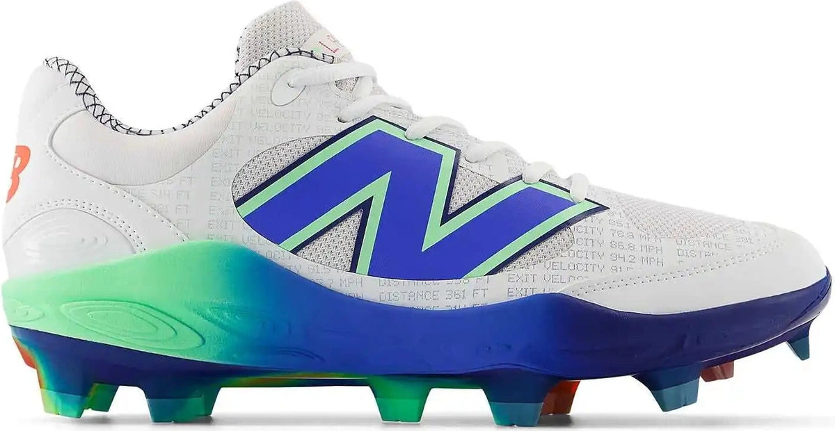 New Balance 3000v7 Molded Lab Work Cleats - White Electric Jade Bright Lapis