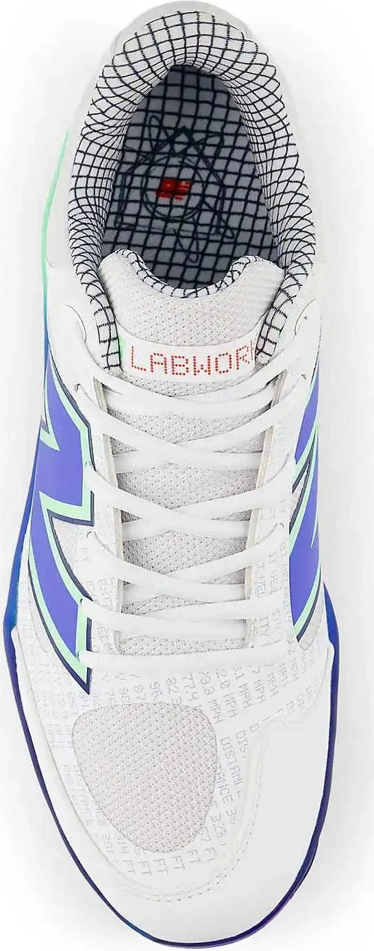 New Balance 3000v7 Molded Lab Work Cleats - White Electric Jade Bright Lapis