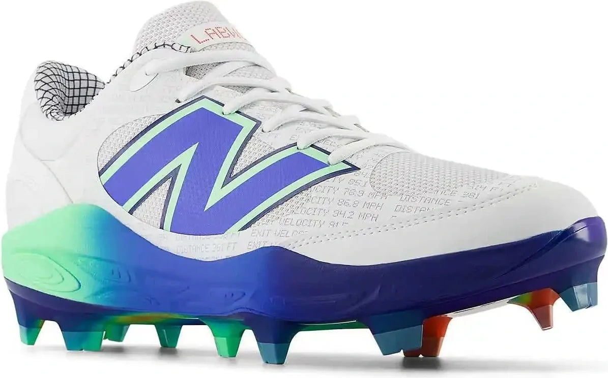 New Balance 3000v7 Molded Lab Work Cleats - White Electric Jade Bright Lapis