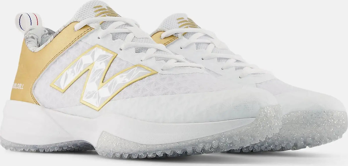 New Balance 4040v8 Fresh Foam Turf Baseball Shoe - Silver White Gold