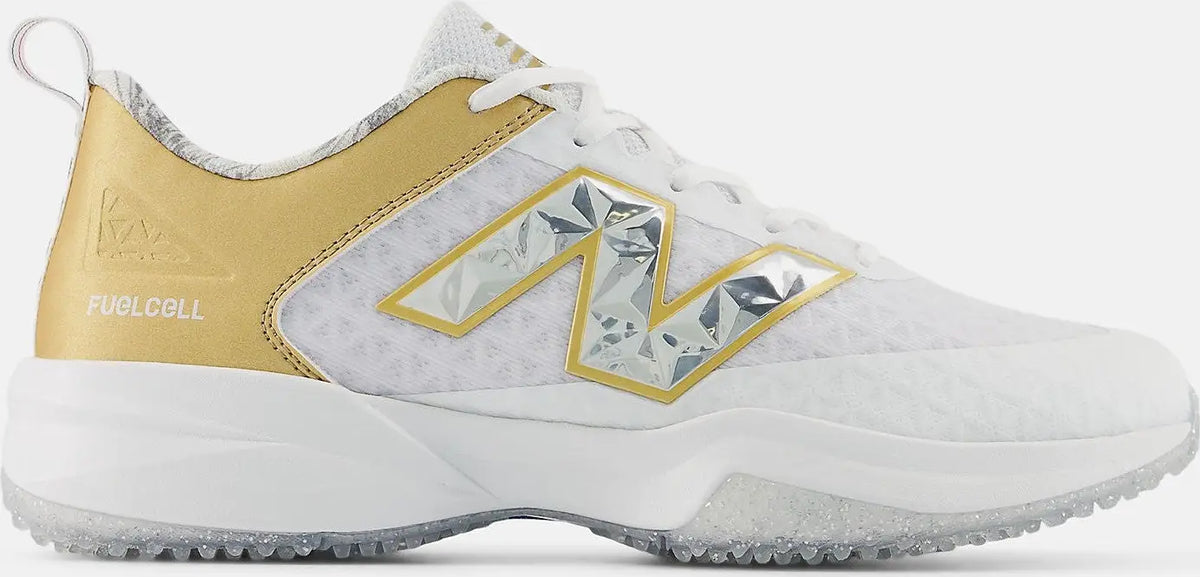 New Balance 4040v8 Fresh Foam Turf Baseball Shoe - Silver White Gold