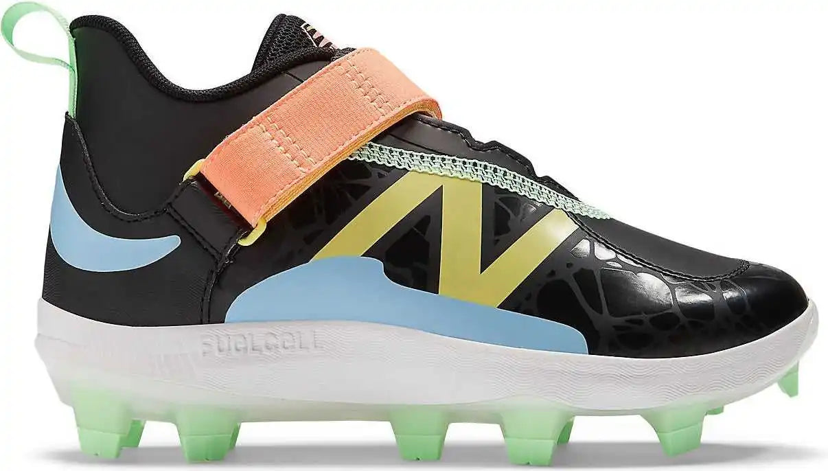 New Balance Fuelcell Lindor 2 Youth Baseball Cleats - Black Neon Dragonfly
