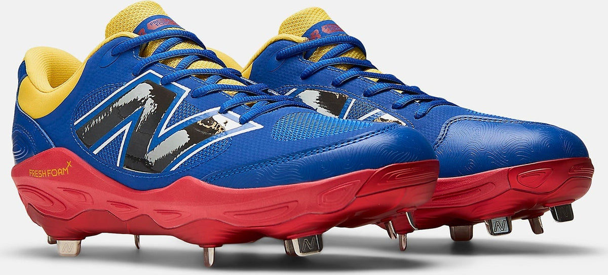 New Balance M3000v7 Men’s Fresh Foam x Metal Baseball Cleats - Royal Yellow Red