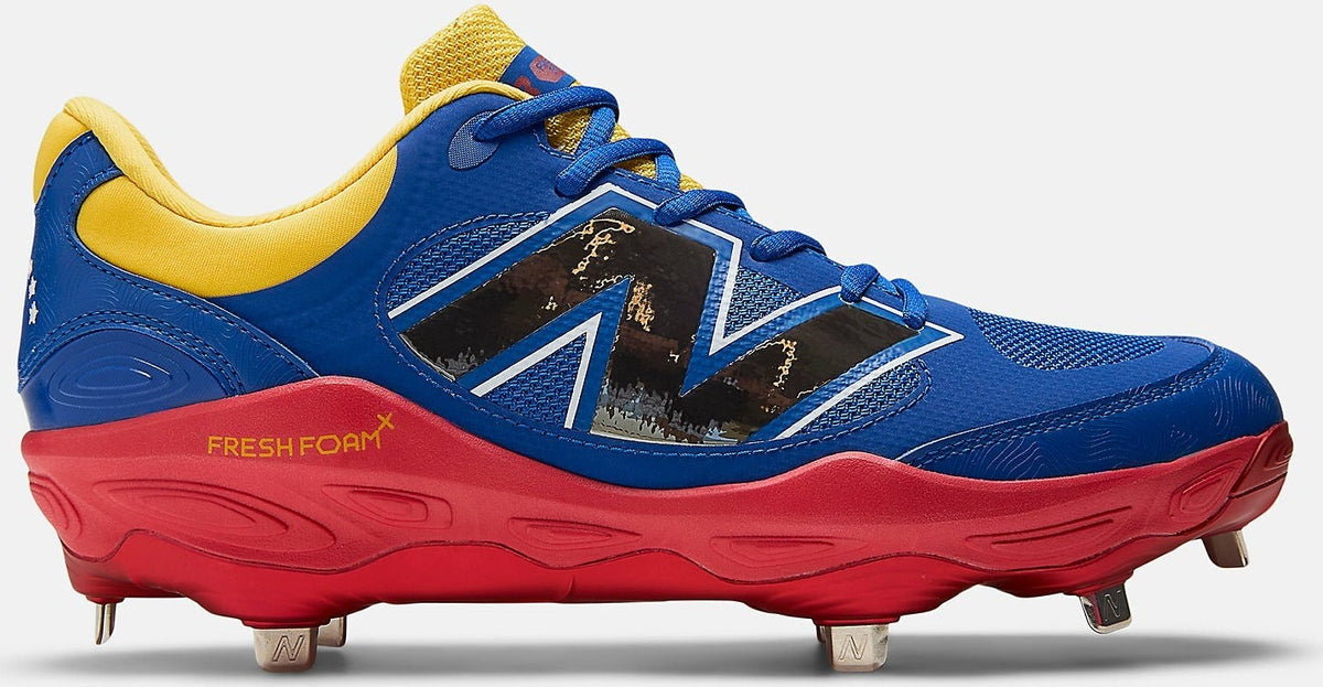 New Balance M3000v7 Men’s Fresh Foam x Metal Baseball Cleats - Royal Yellow Red