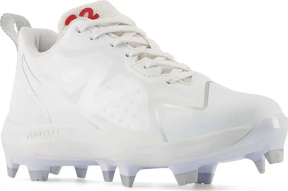 New Balance Skrom Fuelcell Romero Duo Molded Girls Softball Cleats - White Silver Metalic