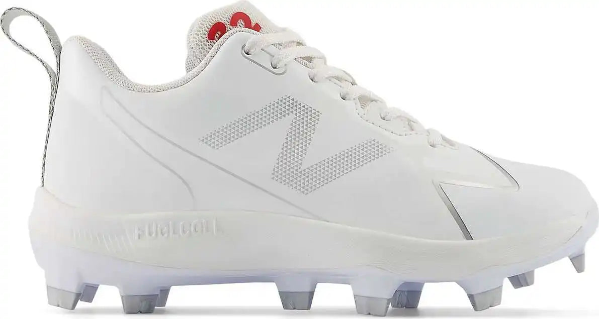 New Balance Skrom Fuelcell Romero Duo Molded Girls Softball Cleats - White Silver Metalic