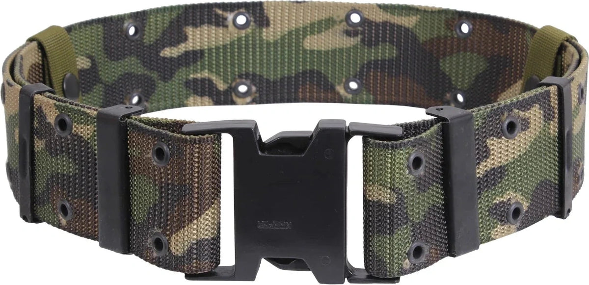 New Issue Marine Corps Style Quick Release Pistol Belts - Woodland Camo / l