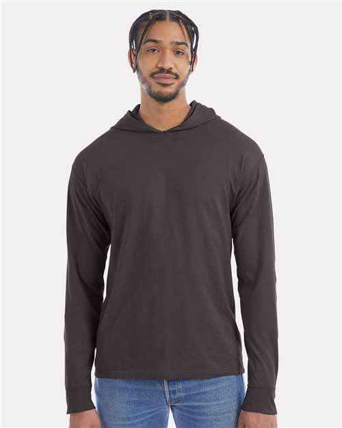 New Railroad Grey Garment-Dyed Jersey Hooded Long Sleeve T-Shirt - GDH280